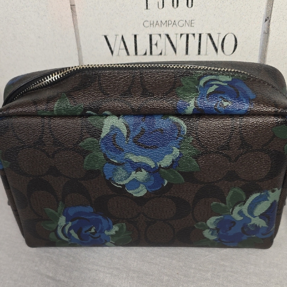 Coach Blue Rose Floral Bag F37566 NWOT - Picture 3 of 7